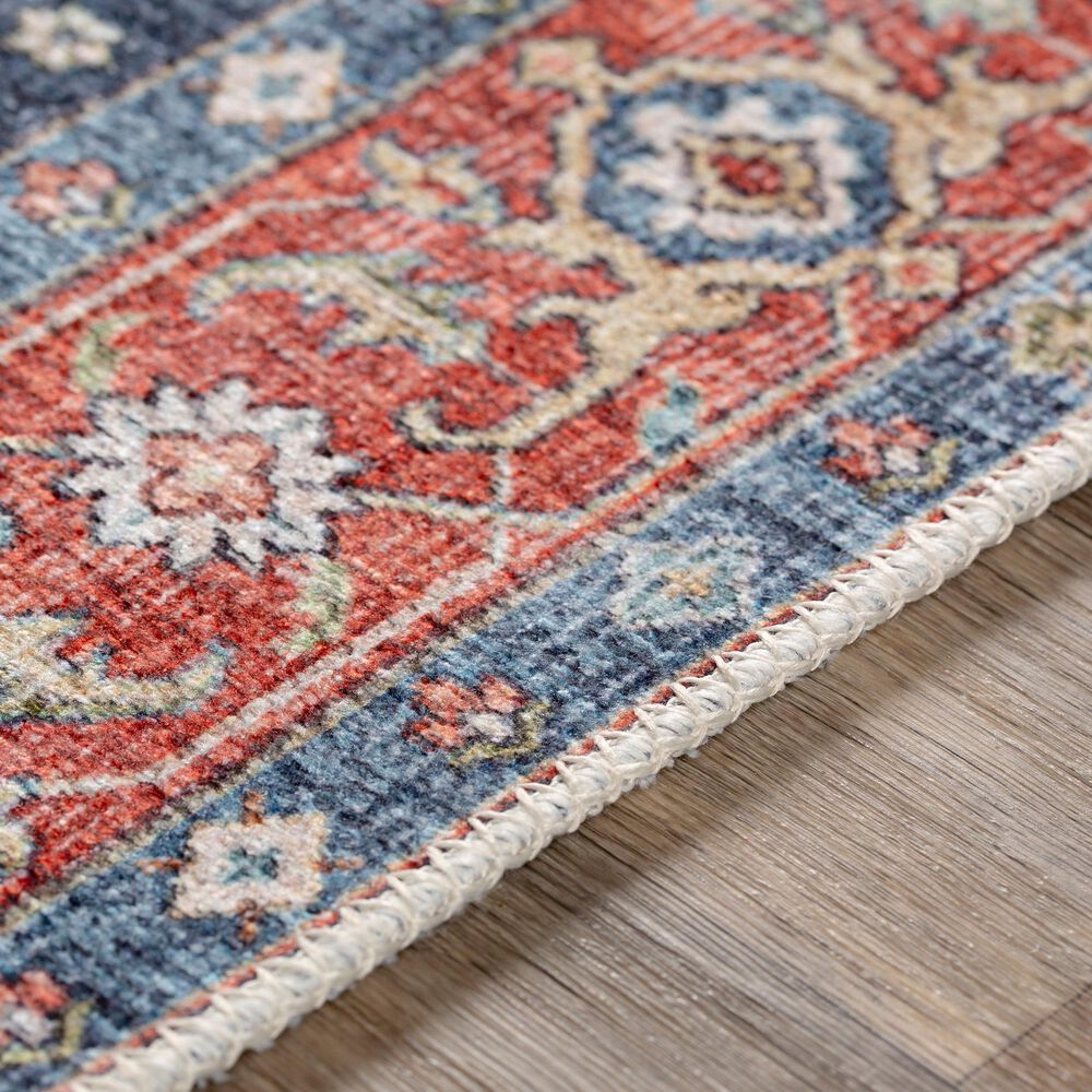 Surya Amelie 2&#39;7&quot; x 7&#39;10&quot; Navy, Peach, Green, Coral, Beige and Blush Runner, , large