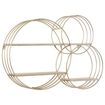 Maple and Jade 37" x 26" Wall Shelf in Gold and Natural Brown, , large