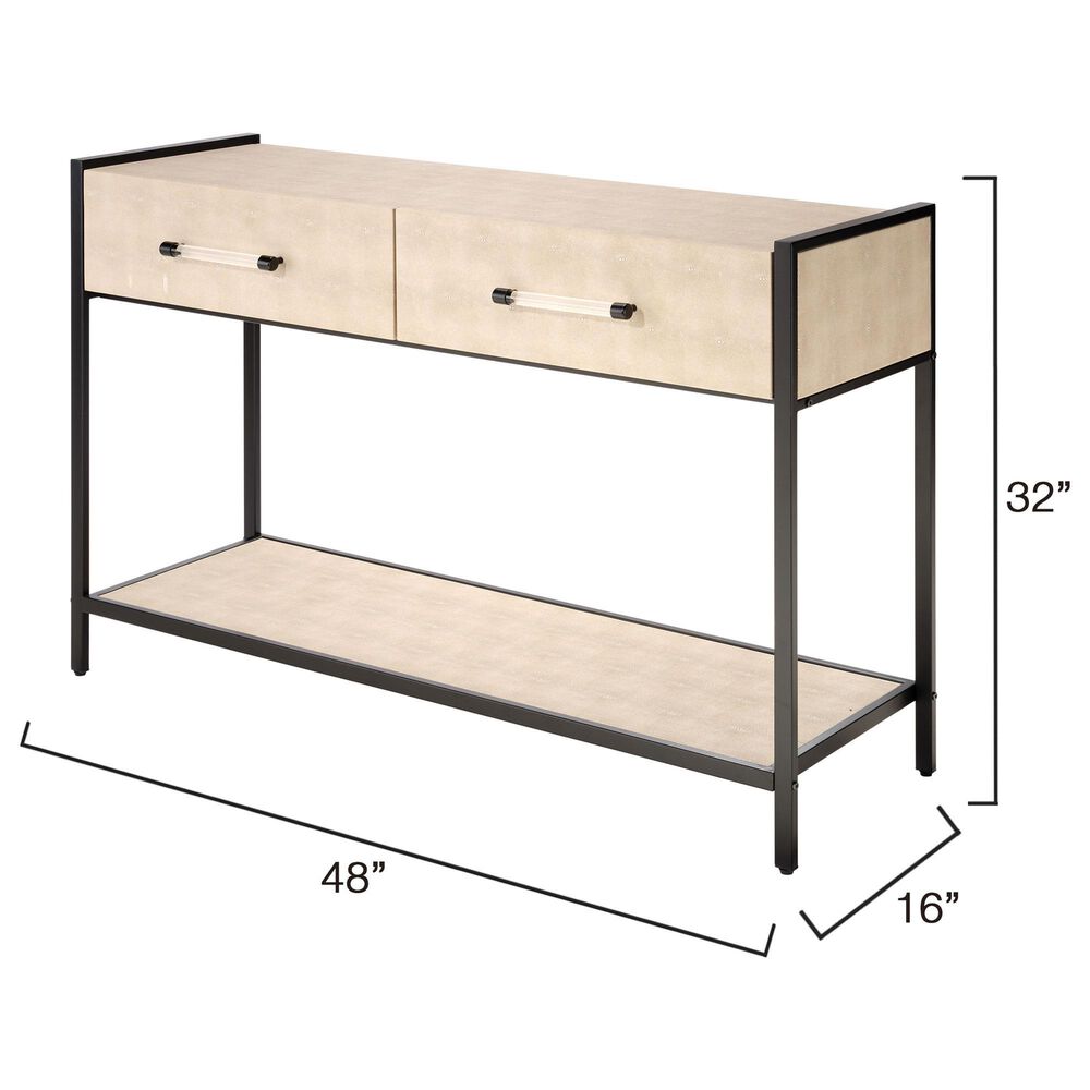 Splendor Living Irvington Faux Shagreen 2-Drawer Console Table in Taupe and Black, , large