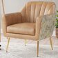 Golden Wave Furniture Ophelia Leaf Print Accent Chair in Saddle, , large