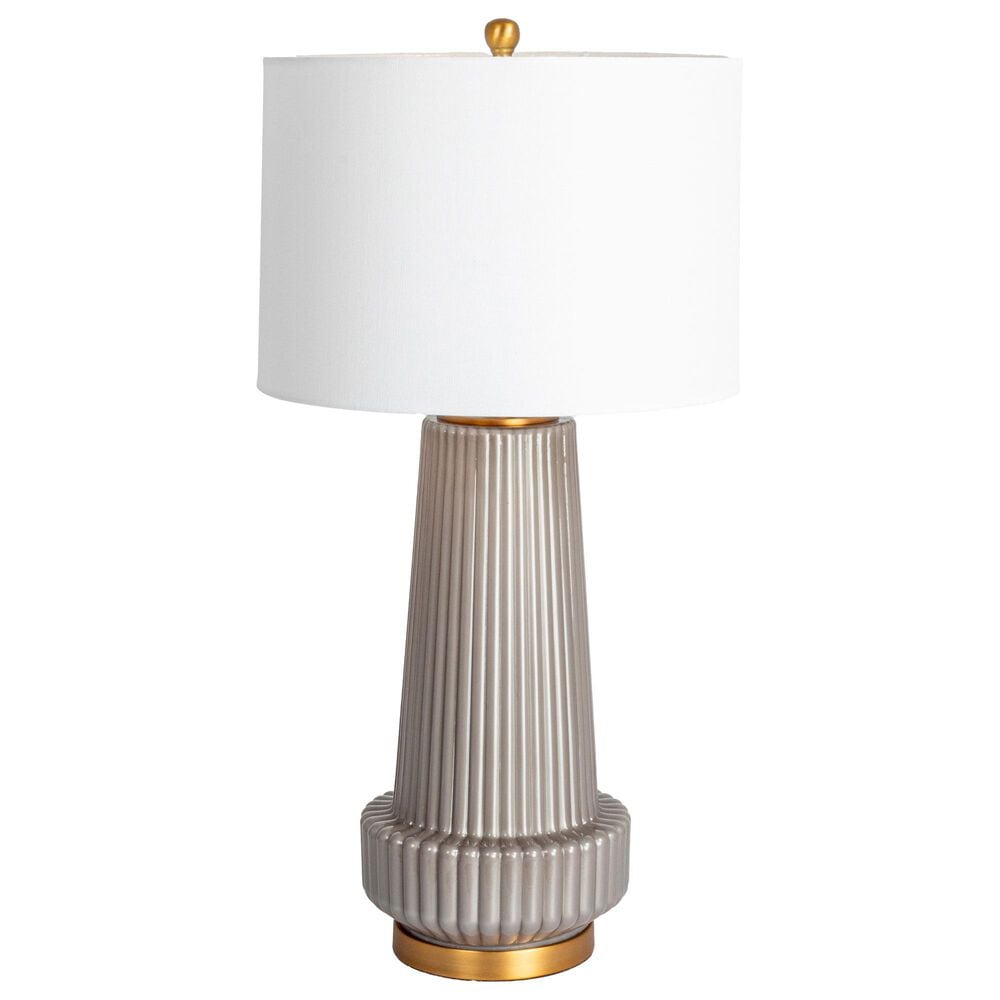 Creative Coop Bernadette Ribbed Glass Table Lamp in Gray, , large