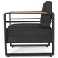 Hearth and Haven Giovanna Outdoor Club Chair with Open Backrest and Square Arms in Black, , large