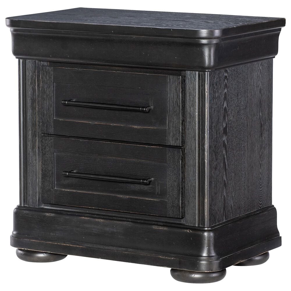 Legacy Classic Vintage Market 2-Drawer Nightstand in Kettle Black with AC Outlets and USB Ports, , large