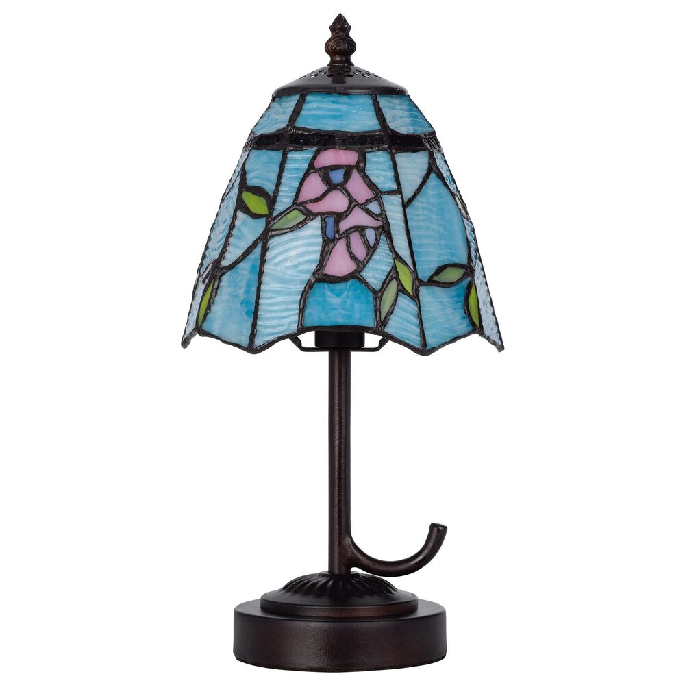 Cal Lighting 13" Tiffany Accent Lamp with Blue Shade in Dark Bronze, , large