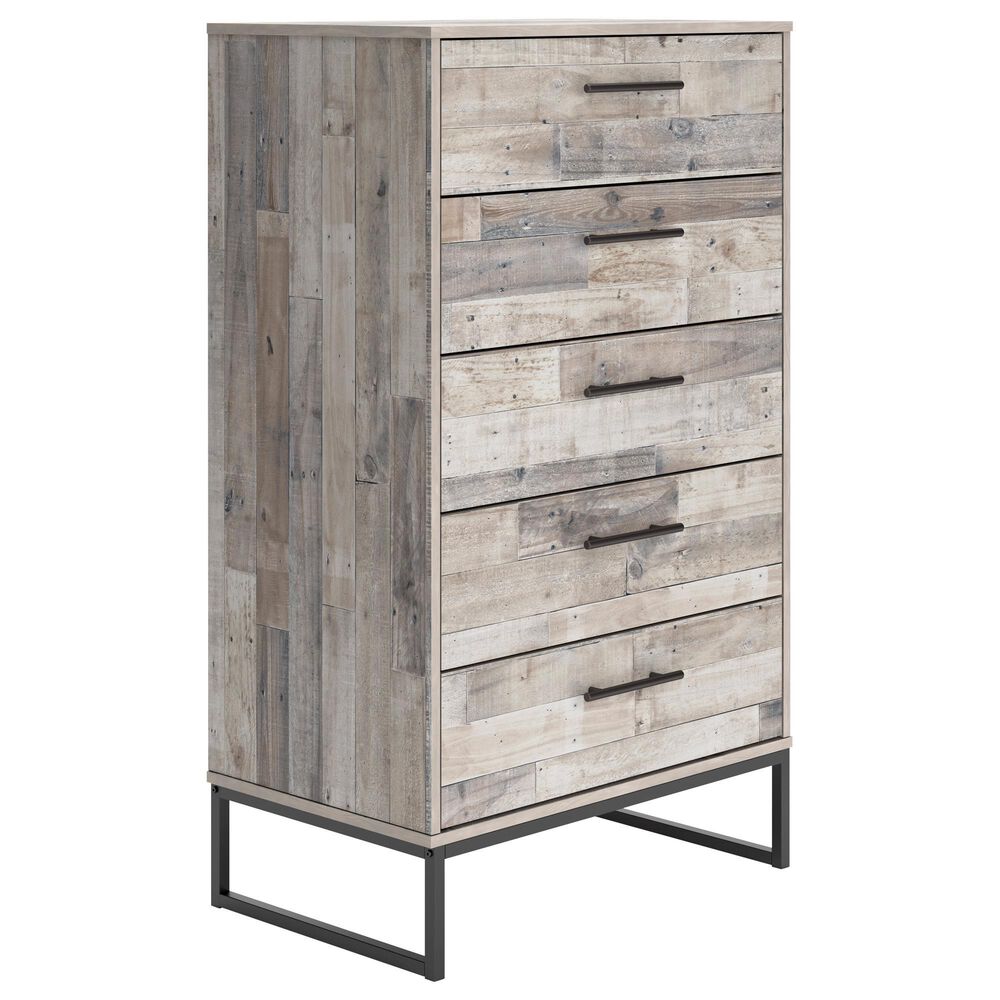 Ashley Neilsville 5-Drawer Chest in Whitewash and Dark Brown, , large