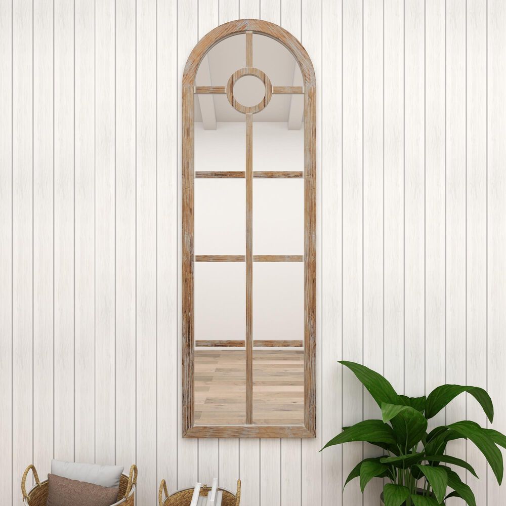 Maple and Jade Arch Wall Mirror in Brown, , large