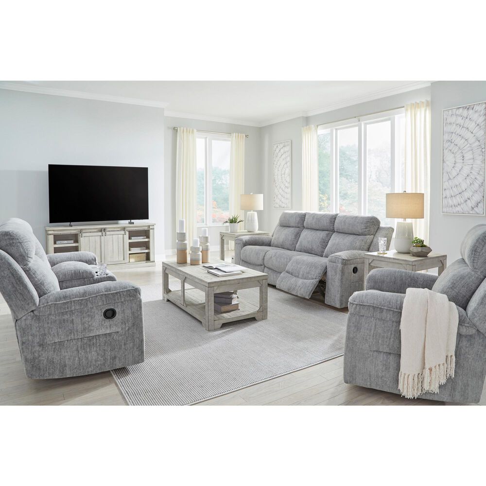 Ashley Buntington Manual Reclining Sofa in Pewter, , large