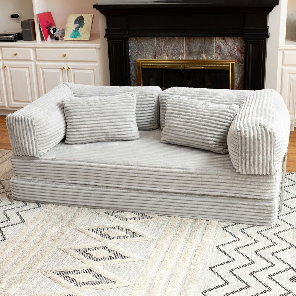 Jaxx Unsofa Stationary Loveseat in Light Grey, , large