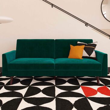 DHP Jena Convertible Sofa with Coils in Green Velvet, , large