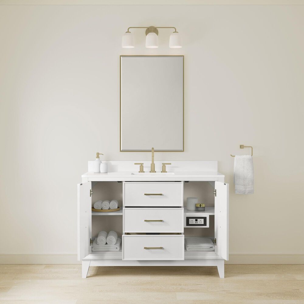 37B Fenwick 48" Single Bathroom Vanity in Bright White with Glossy White Composite Stone Top and Backsplash, , large