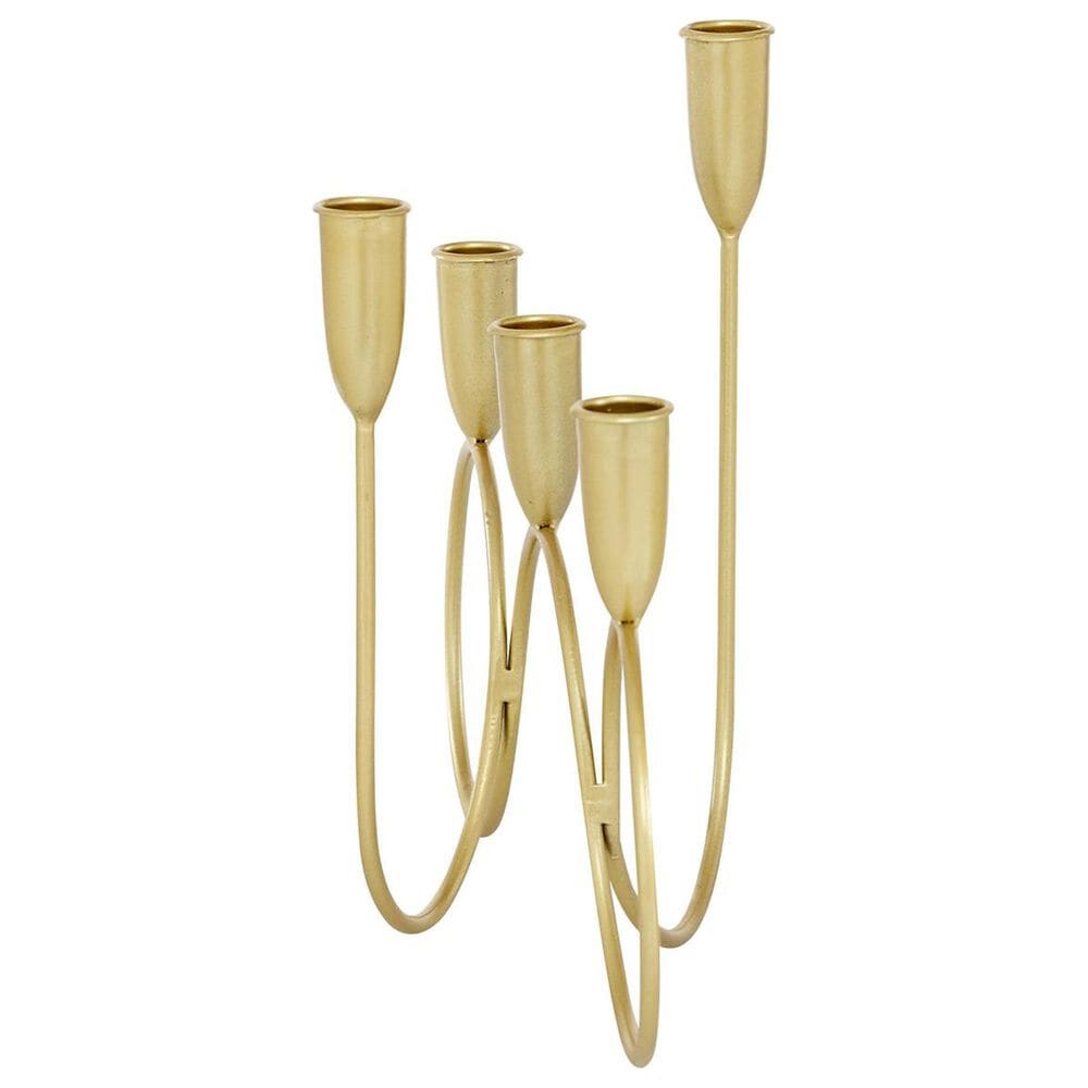 Maple and Jade Metal Decorative Candelabra in Polished Gold, , large