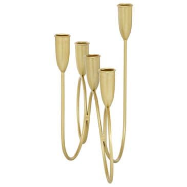 Maple and Jade Metal Decorative Candelabra in Polished Gold, , large