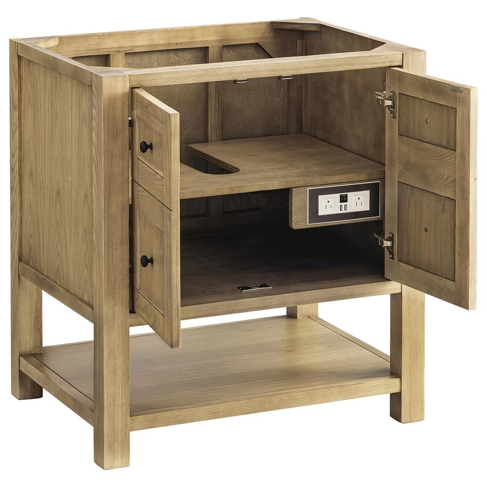 James Martin Vanities Breckenridge 30&quot; Single Bathroom Vanity in Light Natural Oak with Single Hole 3 cm White Zeus Quartz Top and Rectangular Sink, , large