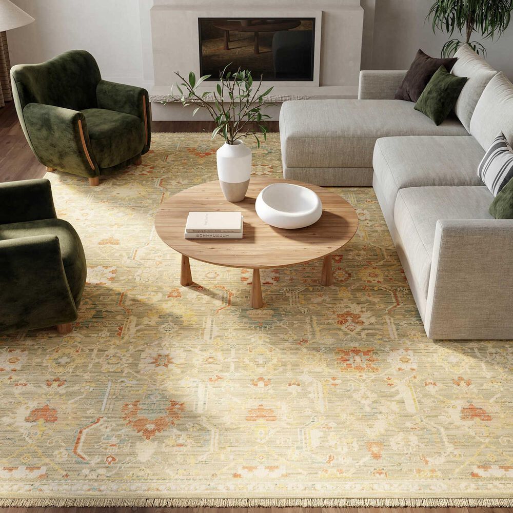 Nourison Antique Bloom Sage and Multicolor 5'6" x 8'6" Area Rug, , large