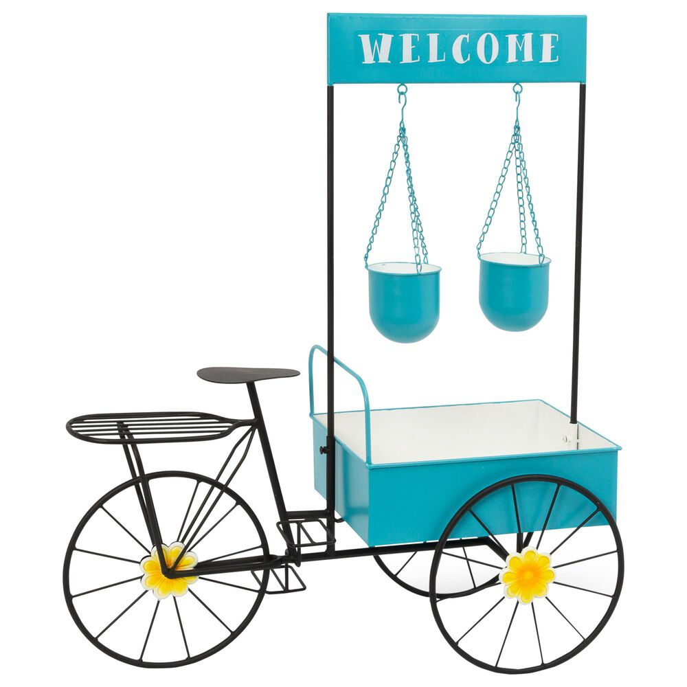 The Gerson Company 37.5" Bicycle Flower Wind Cart Stand in Blue, , large