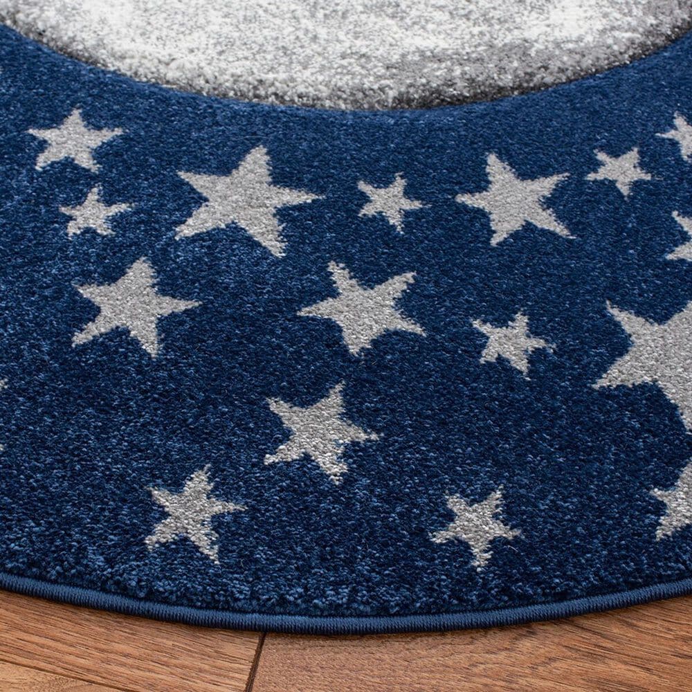 Safavieh Carousel Outer Space 4&#39; Round Navy and Grey Kids  Area Rug, , large