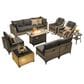 HOMLUX 11-Piece Patio Conversation Set with LED Coffee Table in Black, , large