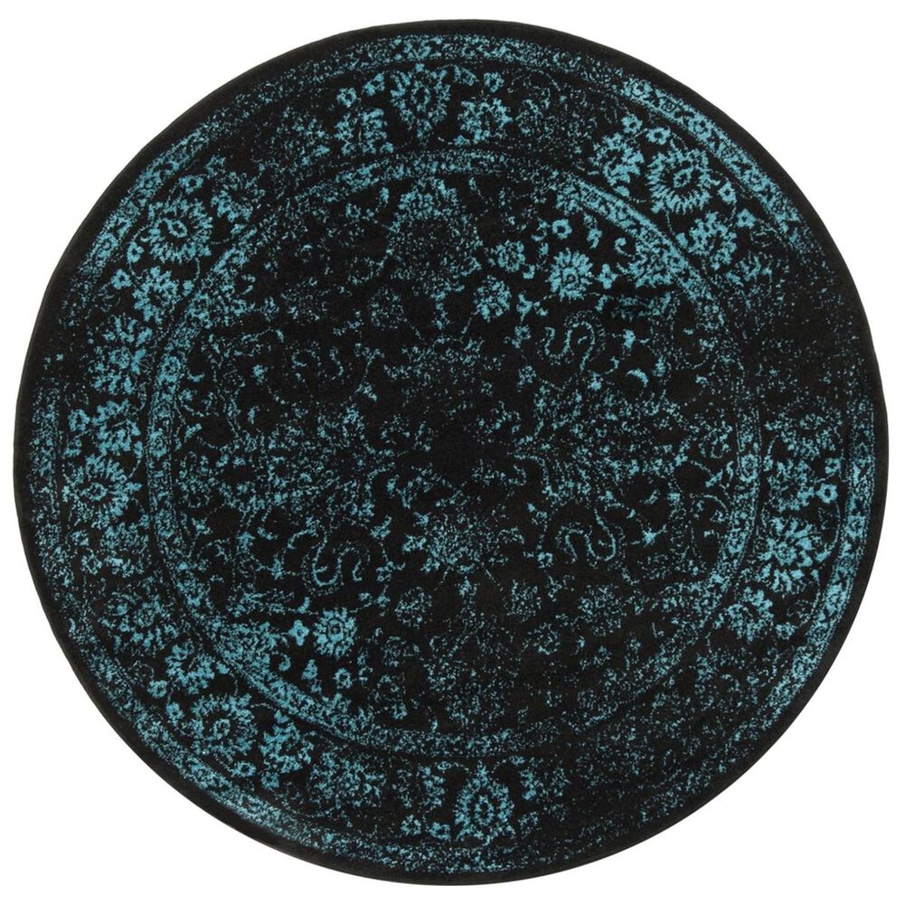 Safavieh Adirondack ADR109K 6&#39; Round Black and Teal Area Rug, , large