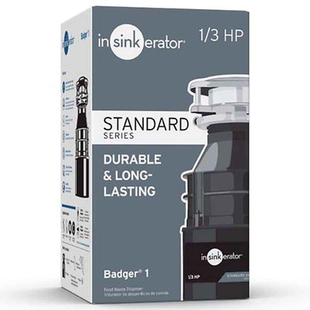InSinkerator Badger 1 Garbage Disposal 1/3 HP with Cord in Waterborne Gray Enamel, , large