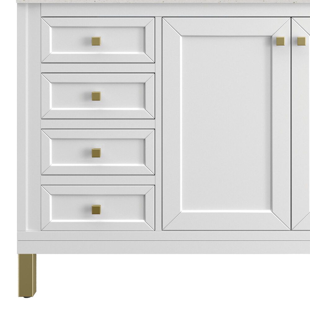 James Martin Vanities Chicago 60&quot; Single Bathroom Vanity in Glossy White with 3 cm Lime Delight Quartz Top and Rectangular Sink, , large