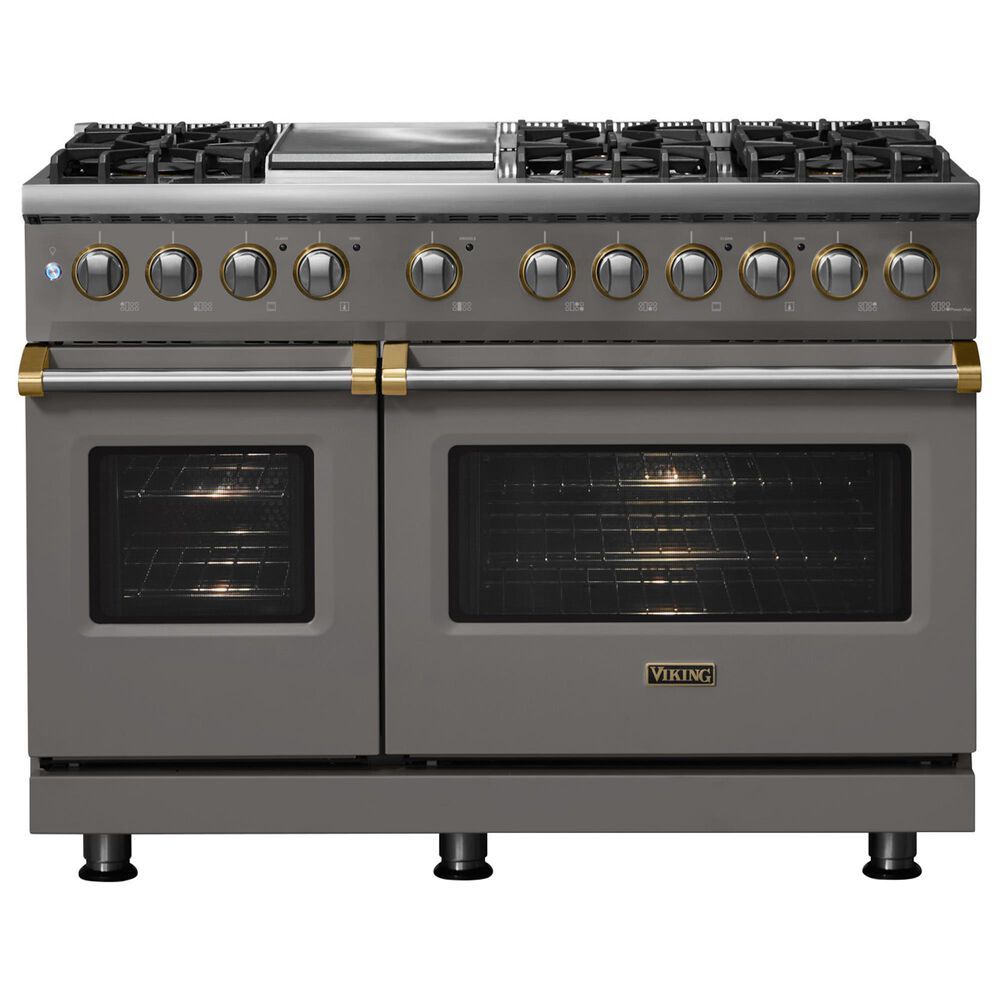 Viking Range 48" Freestanding Sealed Dual Fuel Convection Range in Damascus Gray, , large