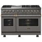 Viking Range 48" Freestanding Sealed Dual Fuel Convection Range in Damascus Gray, , large