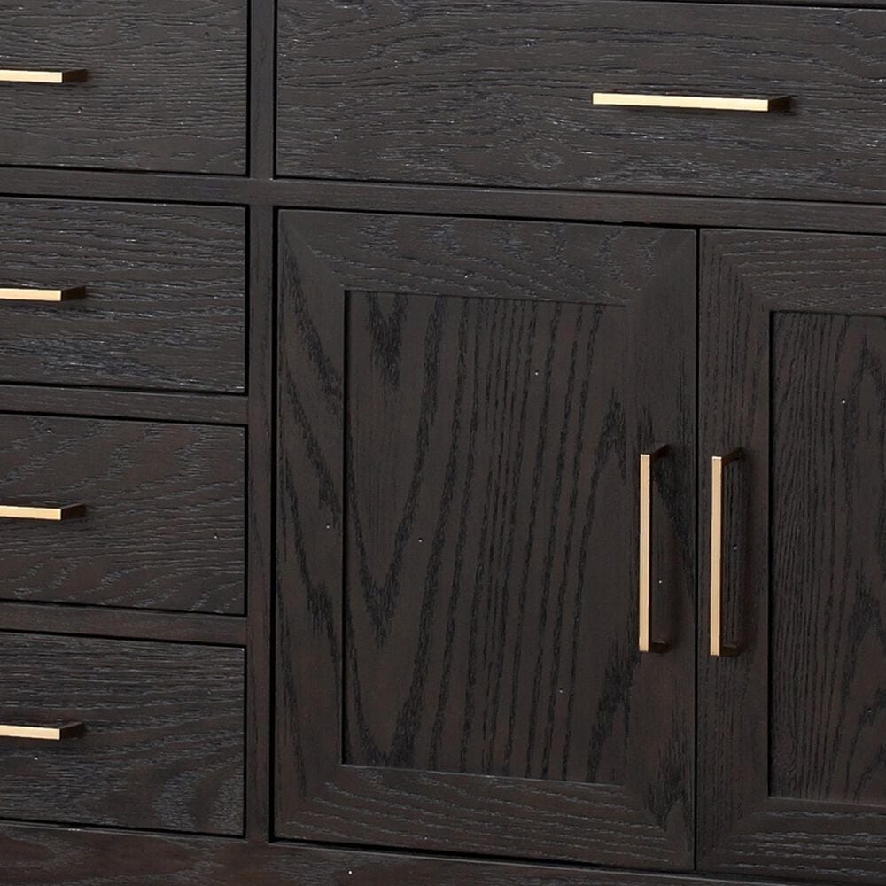 Lexora Home Abbey 84&quot; Double Bathroom Vanity in Black Oak with 2 cm White Quartz Top and Rectangular Sinks, , large