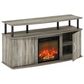 HOMLUX 47" TV Stand with Electric Fireplace and 2 Doors in French Oak Grey and Black, , large