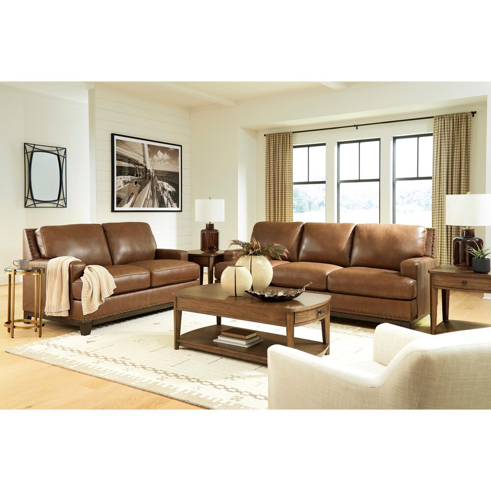 Ashley Saonara Stationary Sofa and Loveseat Set in Amber, , large
