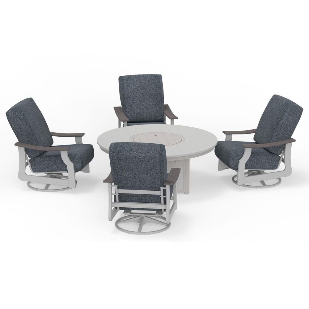 Telescope Casual Furniture St. Catherines 5-Piece Firepit Chat Set in Warm Grey and Restore Indigo, , large