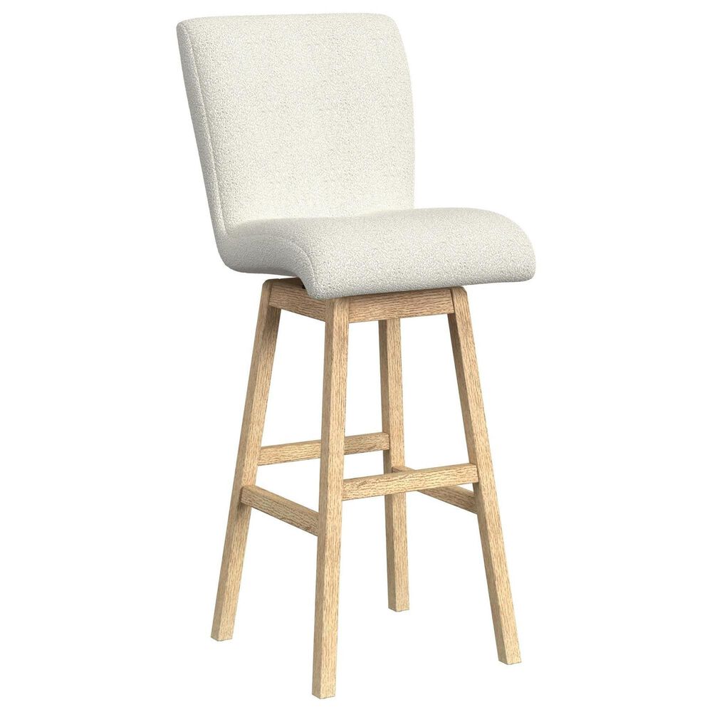Mayberry Hill Cambrie Swivel Bar Stool with Beige Boucle in Natural, , large