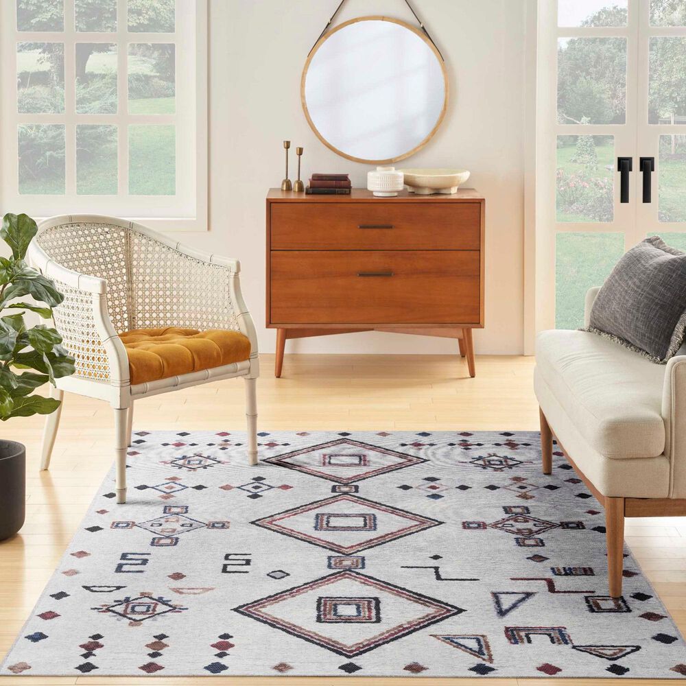 Nourison Machine Washable Series 1 5&#39;3&quot; x 7&#39;3&quot; Ivory and Multi Area Rug, , large