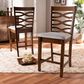 Baxton Studio Lanier Counter Height Pub Chair with Grey Cushion in Walnut (Set of 2), , large