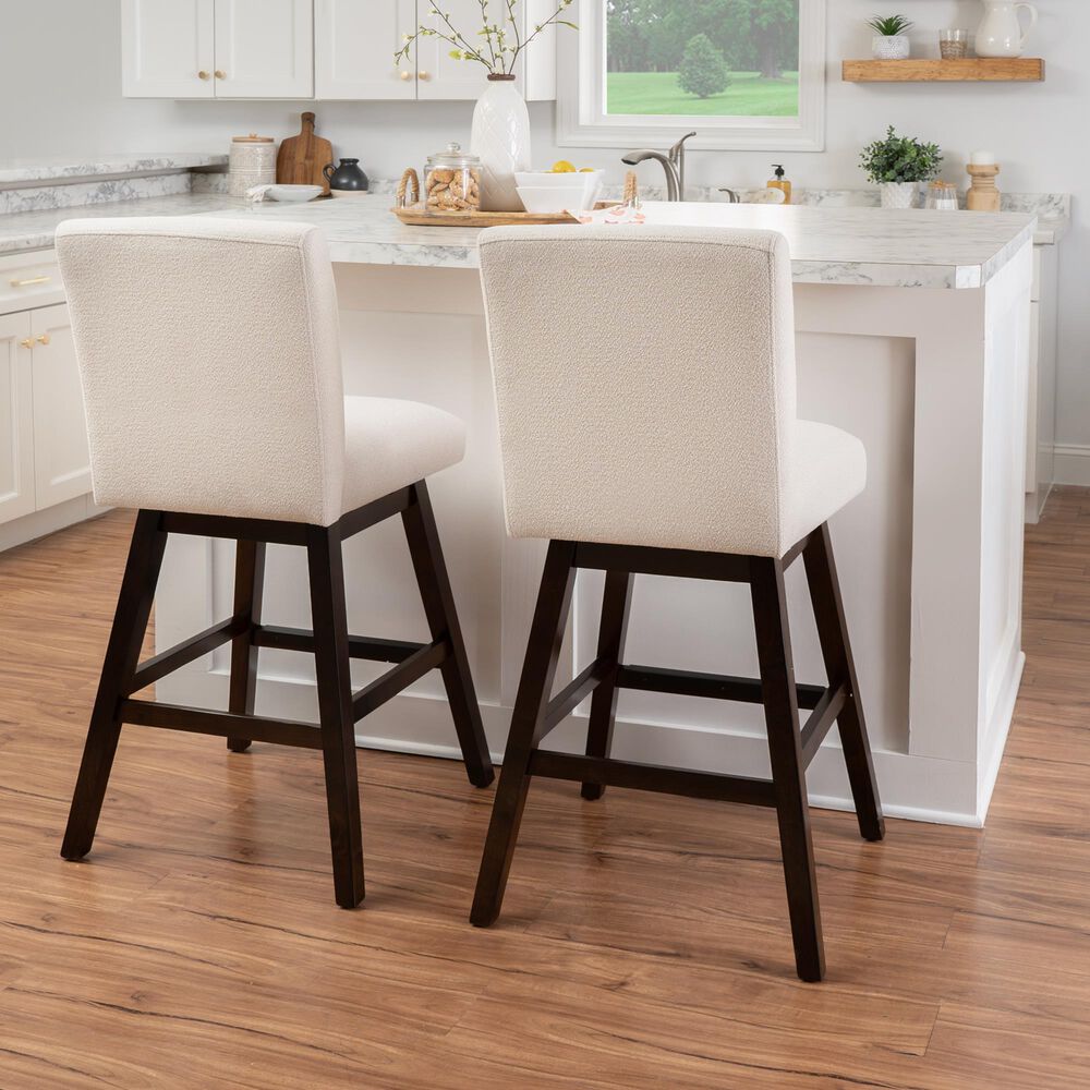 Linon Home Decor Cyrus Swivel Bar Stool in Brown (Set of 2), , large