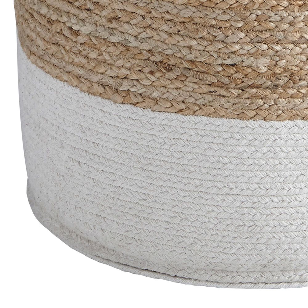 Ashley Sweed Valley Pouf in Natural and White, , large