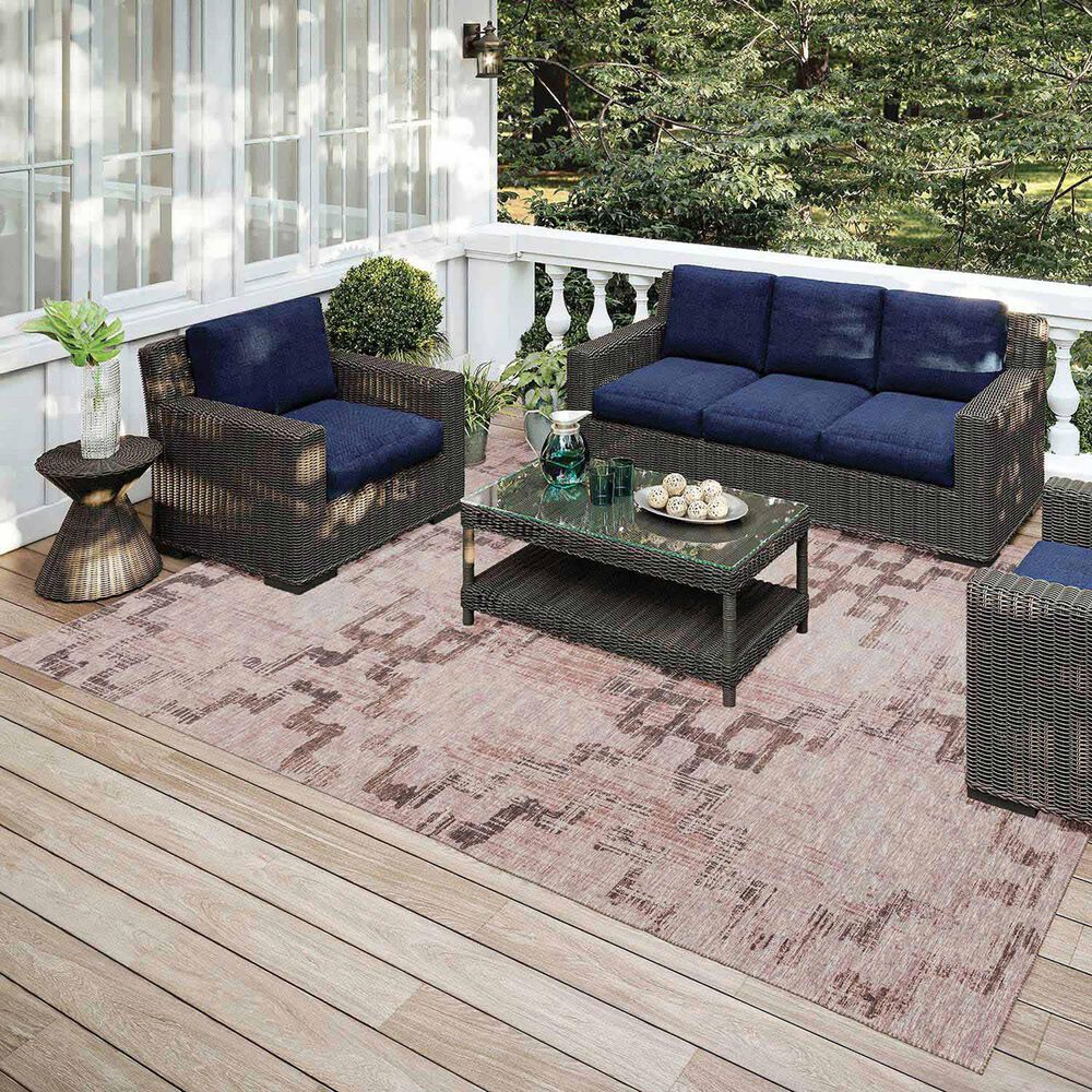 Dalyn Rug Company Sedona Geometric 3&#39; x 5&#39; Walnut Indoor/Outdoor Area Performance Rug, , large