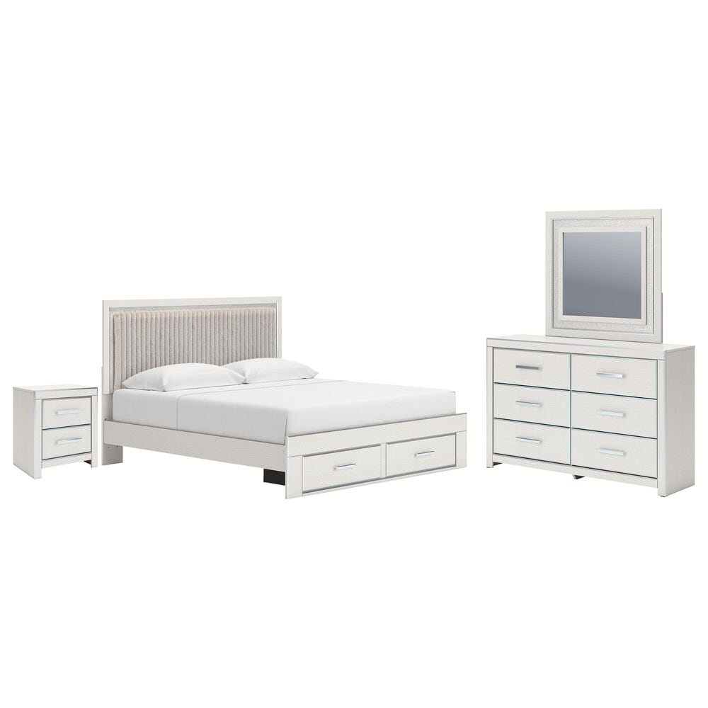 Ashley Zuraleus 4-Piece King Upholstered Storage Bedroom Set in Matte White, , large
