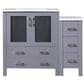 Lexora Home Volez 42" Single Bathroom Vanity in Dark Grey with 2 cm White Ceramic Top, Rectangular Sink and Side Cabinet, , large