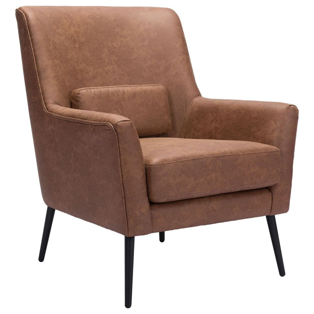 Zuo Modern Ontario Accent Chair in Vintage Brown and Gold, , large