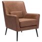 Zuo Modern Ontario Accent Chair in Vintage Brown and Gold, , large
