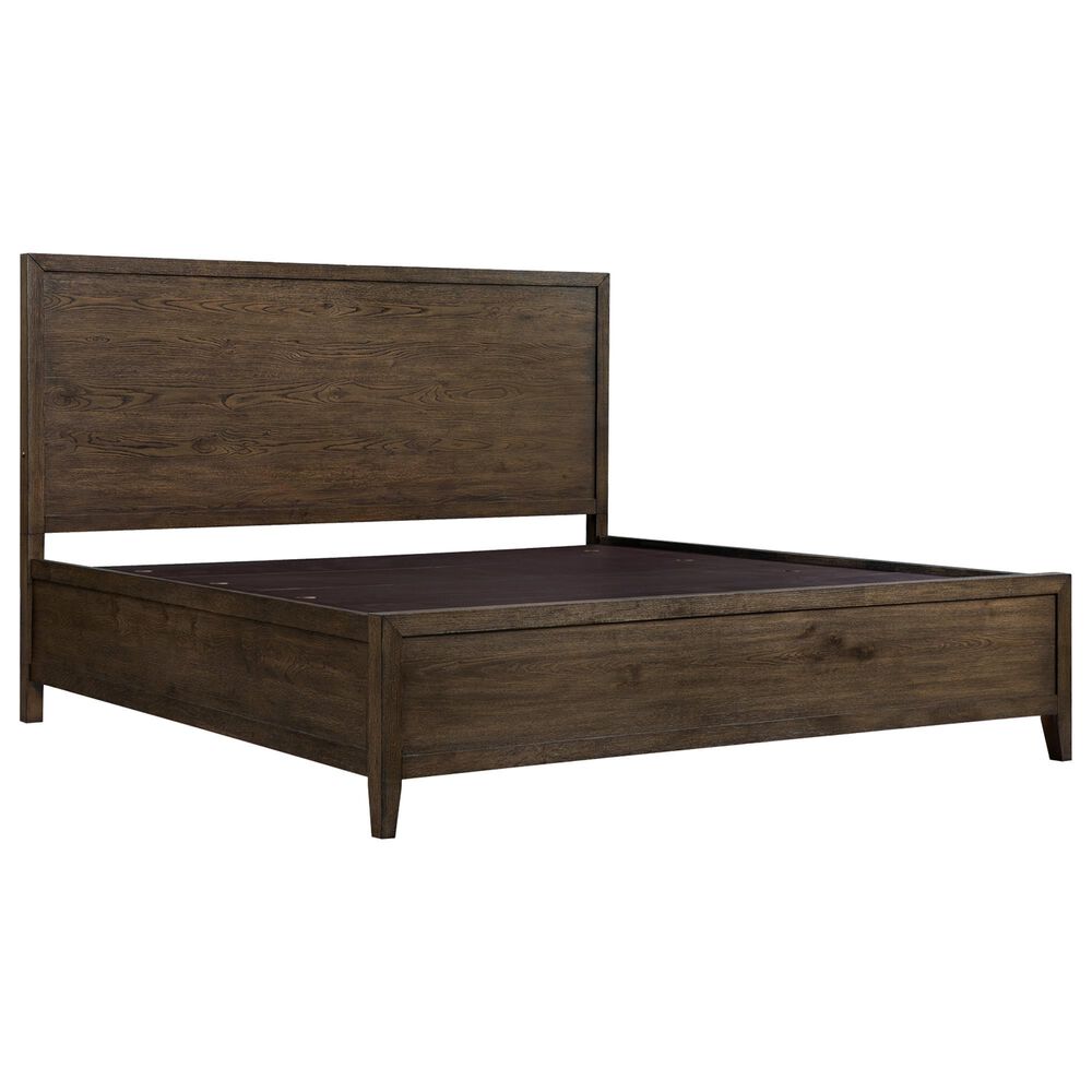 Hawthorne Furniture Norwich King Panel Bed with LED Lighting in Dark Rustic Oak, , large