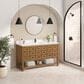James Martin Malibu 60" Single Bathroom Vanity in Amber Birch with Single Hole 3 cm White Zeus Quartz Top and Rectangular Sink, , large