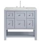James Martin Vanities Breckenridge 36" Single Bathroom Vanity in Serenity Blue with 3 cm Ethereal Noctis Quartz Top and Rectangular Sink, , large