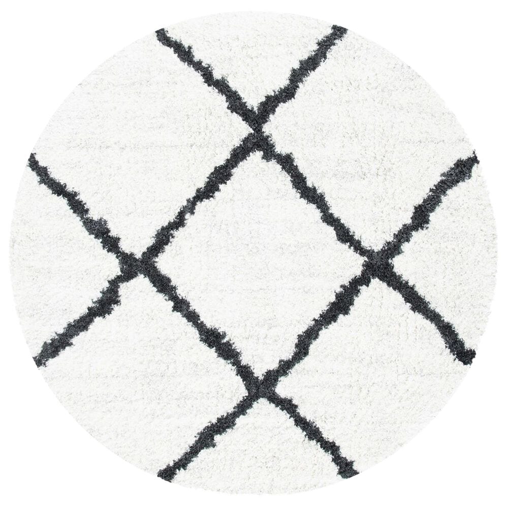 Safavieh August Shag AUG502A 6"7" Round Ivory and Black Area Rug, , large