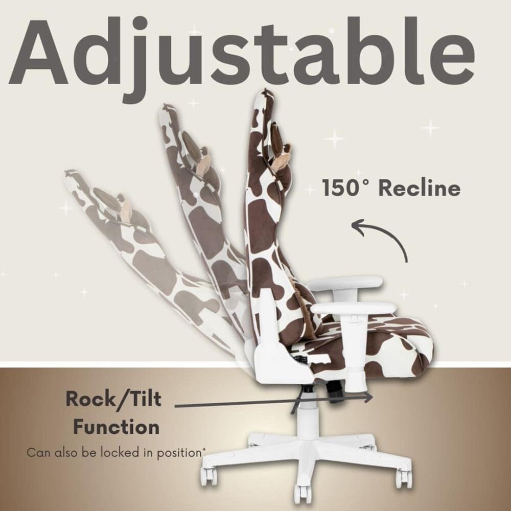 Rta Products Llc Cow Gaming Chair in Chocolate and White, , large