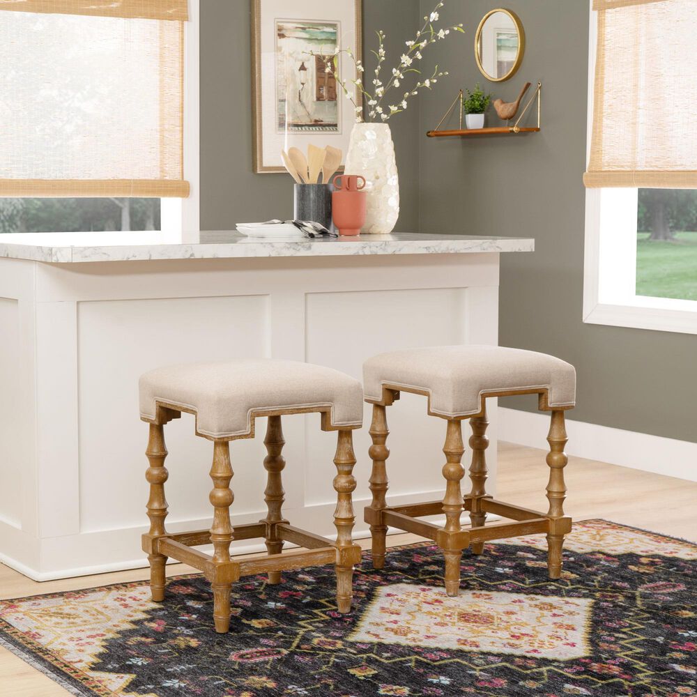 Linon Home Decor Shelly Backless Counter Stool in Brown, , large