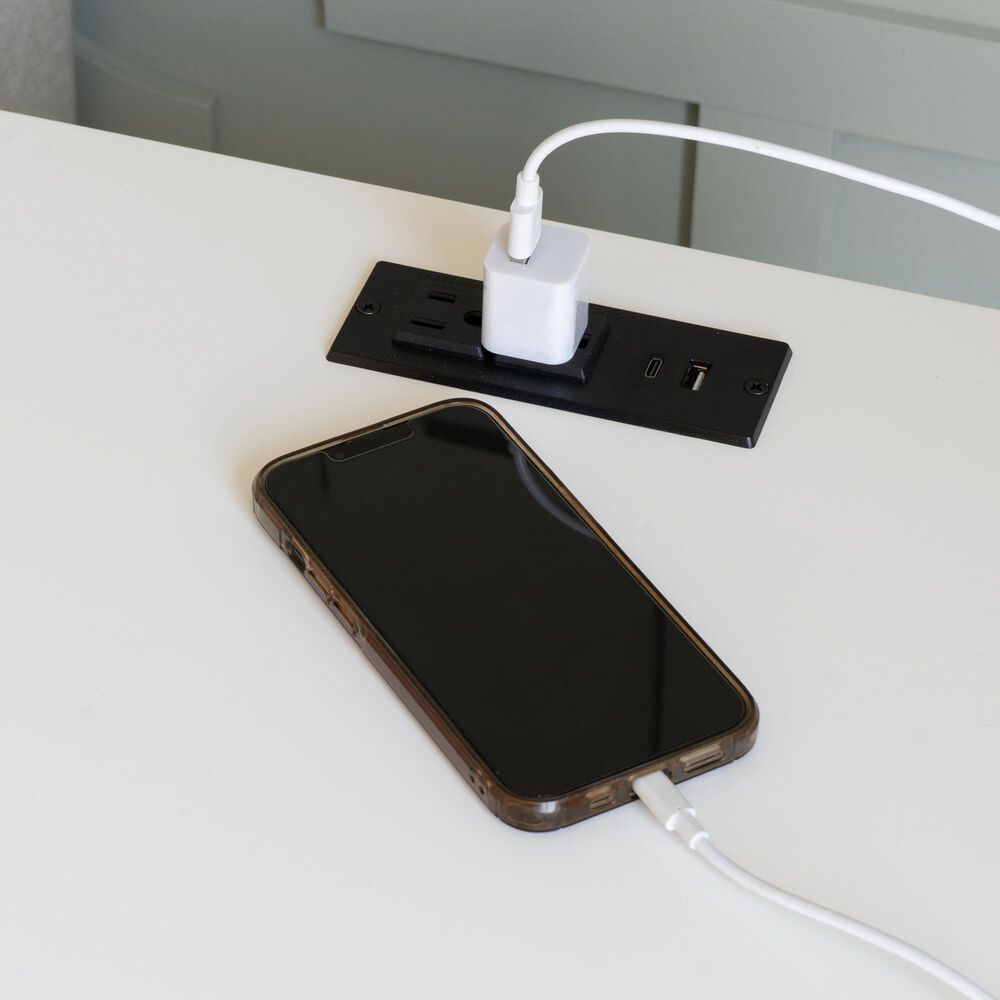 Linon Home Decor Birkdale Accent Table with USB Port in White, , large