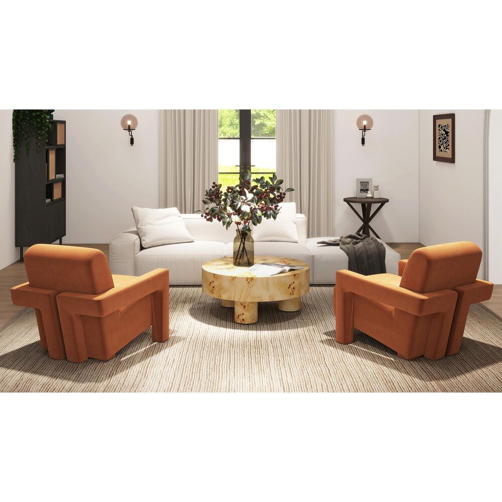 Jennifer Taylor Home Nebula 35.5" Coffee Table in Warm Natural Brown, , large