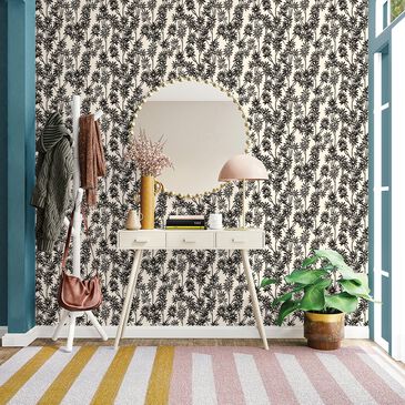 Tempaper Daisy Bloom 198" x 20.5" Peel and Stick Wallpaper in Waverly White and Black, , large