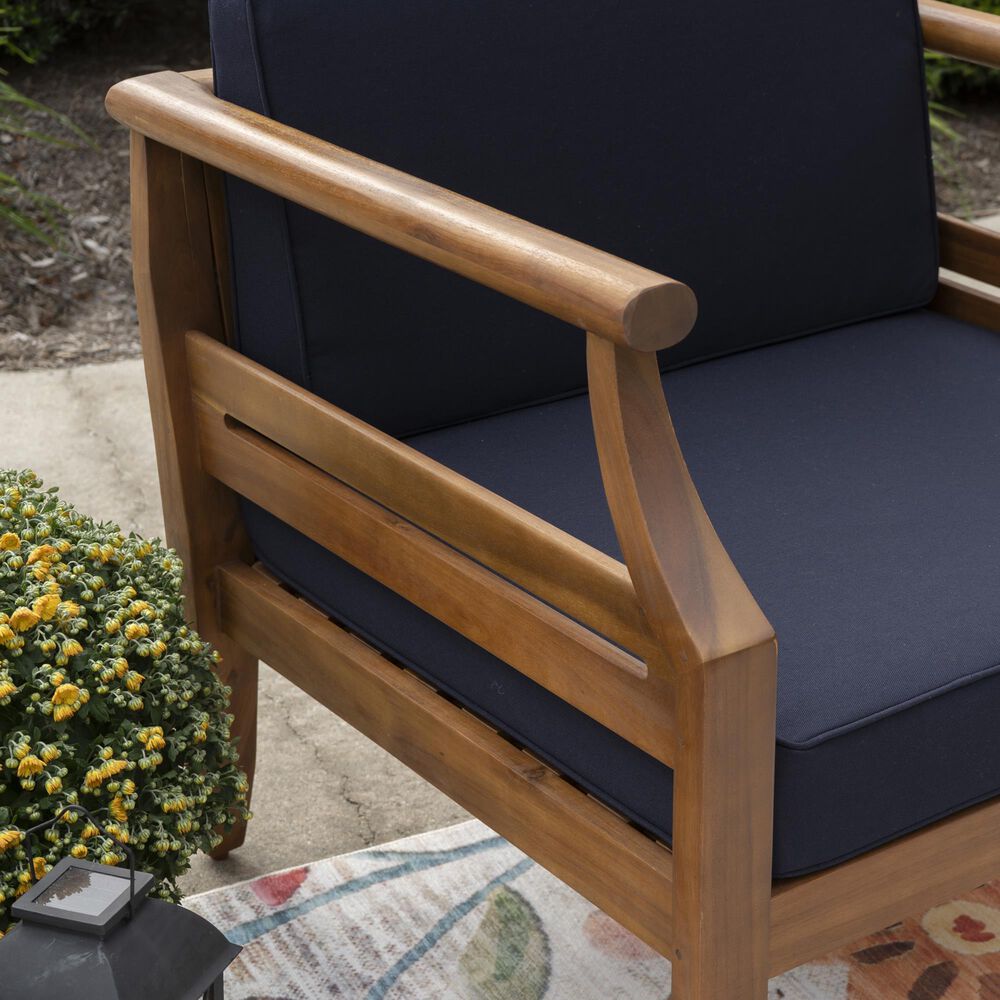 Linon Home Decor Arlen Patio Arm Chair in Navy, , large